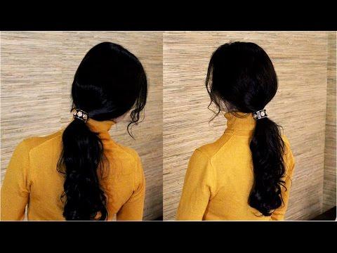 Прическа хвост при помощи резинки-заколки. Прическа своими руками.Tail Hairstyle